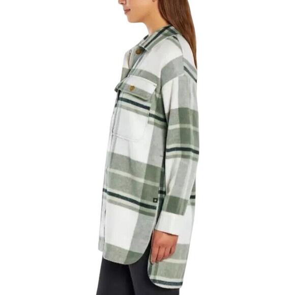 NWT Banana Republic Shirt Jacket Women L Green Plaid Flannel Shacket Oversized - Picture 5 of 16